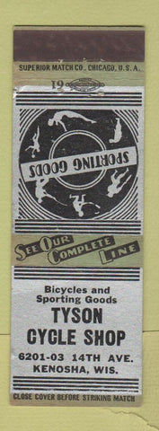 Matchbook Cover - Tyson Cycle Shop Bicycles Kenosha WI Evinrude boat motors