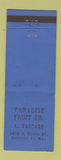Matchbook Cover - Paradise Fruit Chicago IL