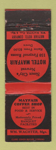 Matchbook Cover - Hotel Mayfair Sioux City IA