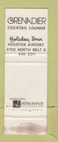 Matchbook Cover - Holiday Inn Grenadier Houston TX WEAR