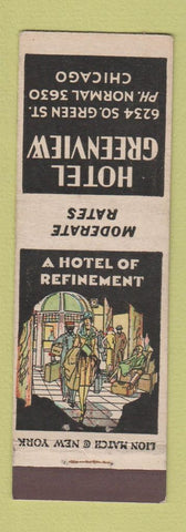 Matchbook Cover - Hotel Greenview Chicago IL