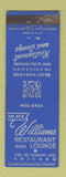 Matchbook Cover - Williams Restaurant Lounge Chicago IL