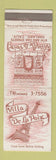 Matchbook Cover - Villa De La Paix Oakland CA