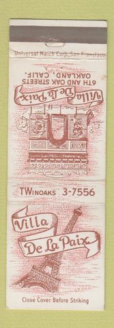 Matchbook Cover - Villa De La Paix Oakland CA