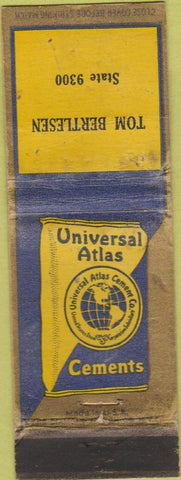 Matchbook Cover - Atlas Cements Tom Bertlesen WORN