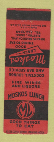Matchbook Cover - Moskos Lunch Allston MA