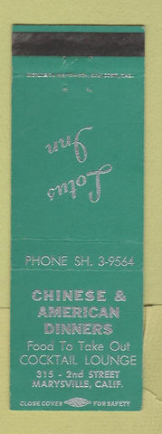 Matchbook Cover - Lotus Inn Chinese Restaurant Marysville VA