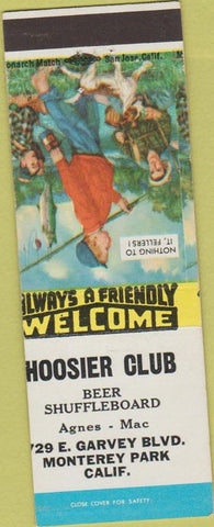 Matchbook Cover - Hoosier Club Shuffleboard Monterey Park CA