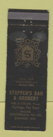 Matchbook Cover - Steffen's Bar Grocery Quinney WI WEAR