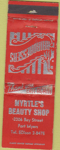 Matchbook Cover - Myrtle's Beauty Shop Fort Myers FL WORN