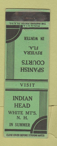 Matchbook Cover - Indian Head White Mountains NH Riviera FL
