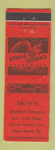 Matchbook Cover - Moy's Golden Dragon Chinese Miami Beach FL WEAR