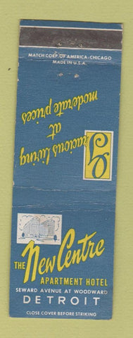 Matchbook Cover - New Centre Apartment Hotel Detroit MI