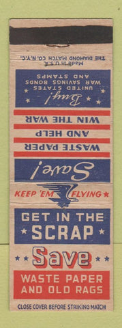 Matchbook Cover - WWII Save Scrap Waste Paper