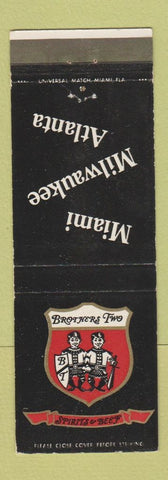 Matchbook Cover - Brothers Two Miami FL Milwaukee WI Atlanta GA