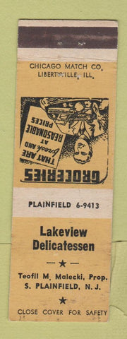 Matchbook Cover - Lakeview Deli South Plainfield NJ grocery WEAR