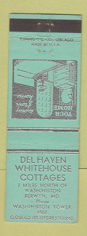 Matchbook Cover - Del Haven Whitehouse Cottages Berwyn MD