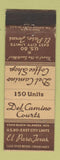 Matchbook Cover - Del Camino Coffee Shop El Paso TX Court Motel