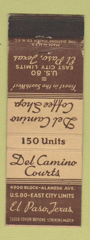 Matchbook Cover - Del Camino Coffee Shop El Paso TX Court Motel