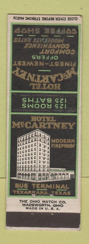Matchbook Cover - Hotel McCartney Texarkana TX
