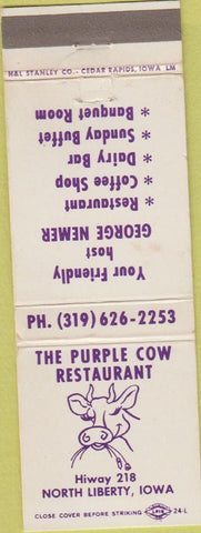 Matchbook Cover - Purple Cow Restaurant North Liberty IA