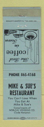 Matchbook Cover - Mike & Sue's Restaurant CA WEAR