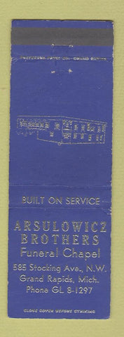 Matchbook Cover - Arsulowicz Brothers Funeral Home Grand Rapids MI