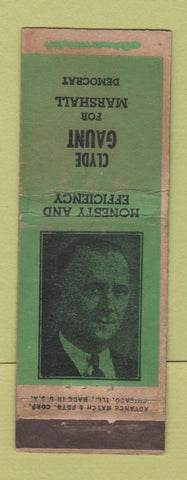 Matchbook Cover - Clyde Gault Marshall Election ADVANCE Wichita KS WEAR