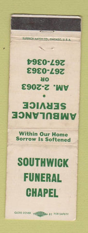 Matchbook Cover - Southwick Funeral Home WEAR