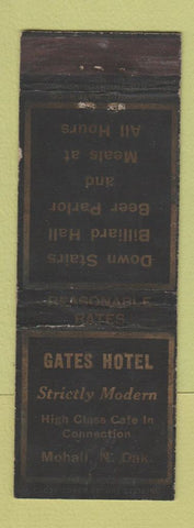 Matchbook Cover - Gates Hotel Mohall ND billiards WEAR