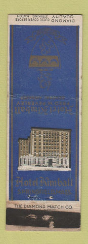 Matchbook Cover - Hotel Kimball Springfield MA DQ WORN
