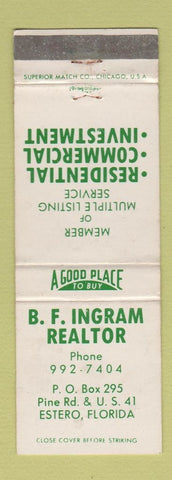 Matchbook Cover - BF Ingram Real Estate Estero FL WEAR