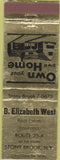 Matchbook Cover - B Elizabeth West Real Estate Stony Brook NY