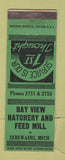 Matchbook Cover - Bay View Hatchery and Feed Mill Sebewaing MI
