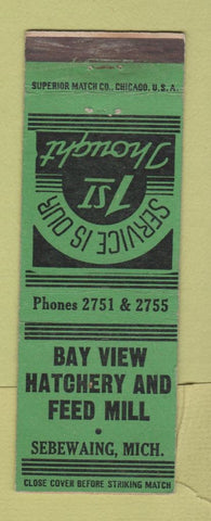 Matchbook Cover - Bay View Hatchery and Feed Mill Sebewaing MI