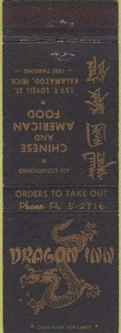Matchbook Cover - Dragon Inn Chinese Food Kalamazoo MI