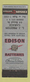 Matchbook Cover - Edison Car Batteries LJ Preston Garage Johnson City NY