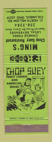 Matchbook Cover - Ming's Chinese Restaurant Chop Suey Columbus OH