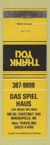 Matchbook Cover - Das Spiel Haus Marshfield WI