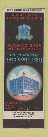 Matchbook Cover - Auditorium Hotel Denver Colorado