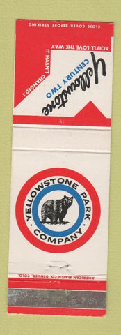 Matchbook Cover - Yellowstone Park Company
