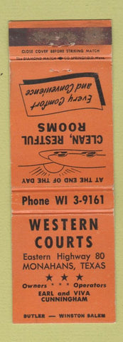Matchbook Cover - Western Courts Monahans TX