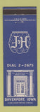 Matchbook Cover - Hill & Fredericks Mortuary Davenport IA