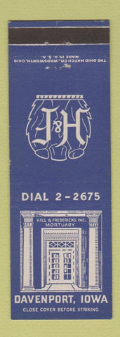 Matchbook Cover - Hill & Fredericks Mortuary Davenport IA
