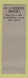 Matchbook Cover - Hill & Fredericks Mortuary Davenport IA