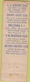 Matchbook Cover - Los Angeles Athletic Club WORN