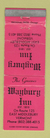 Matchbook Cover - Waybury Inn East Middlebury VT WEAR
