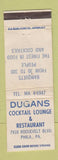 Matchbook Cover - Dugans Cocktail Lounge Restaurant Philadelphia PA WORN