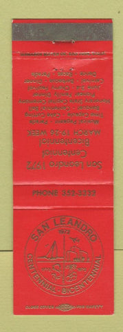 Matchbook Cover - San Leandro CA Centennial Bicentennial
