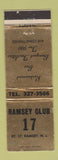 Matchbook Cover - Ramsey Club Ramsey NJ